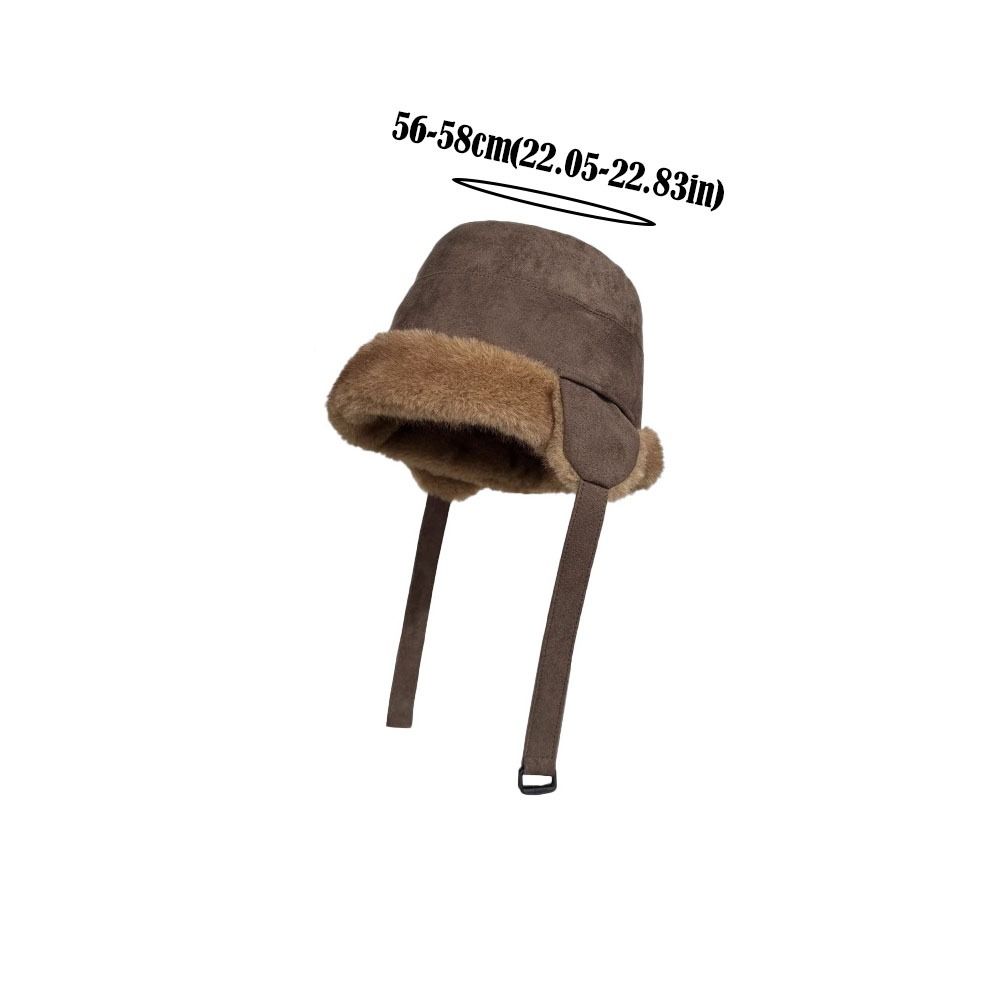Fluffy Womens Bucket Hat Solid Color Ear Protection Caps Fashion Faux Mink Plush Hats  Winter
