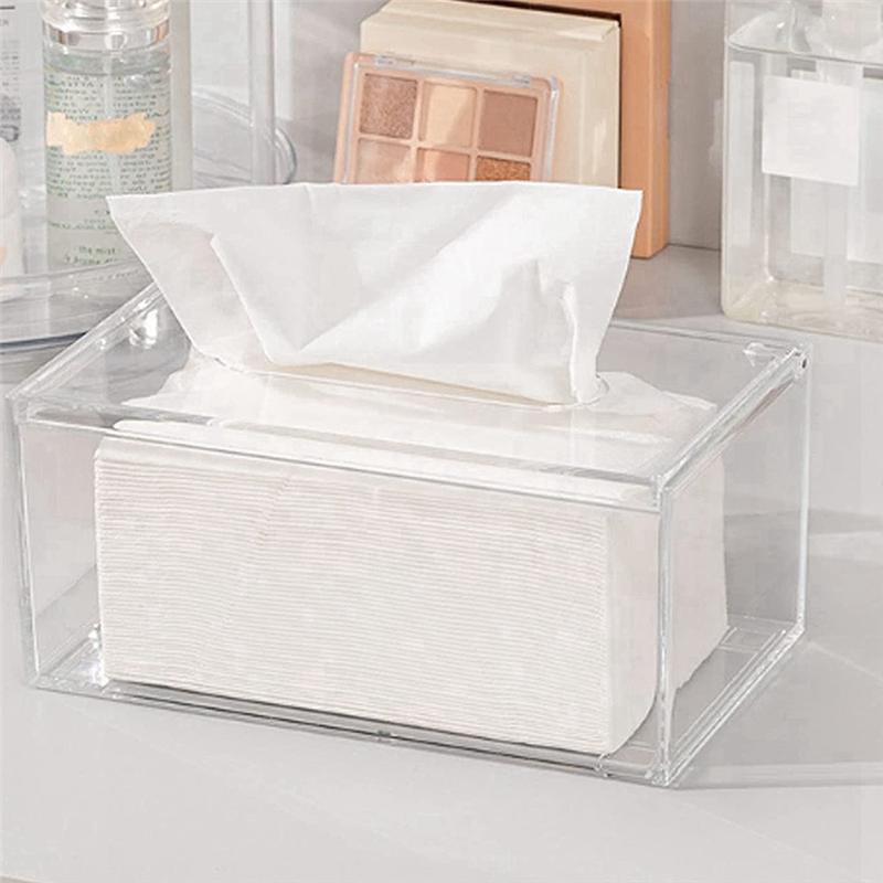 Practical-Acrylic Tissue Box Rectangular Transparent Tissue Box For Office, Home Bathroom Restaurant Lavatory Occasions