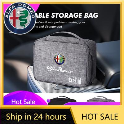 Pegatinas para Coche Para Alfa Romeo Bolsa de Almacenamiento Digital Cable de Datos USB Bolsa Organizadora de Herramientas Para Alfa Romeo 159 Giulietta 156 147 Giulia Mi