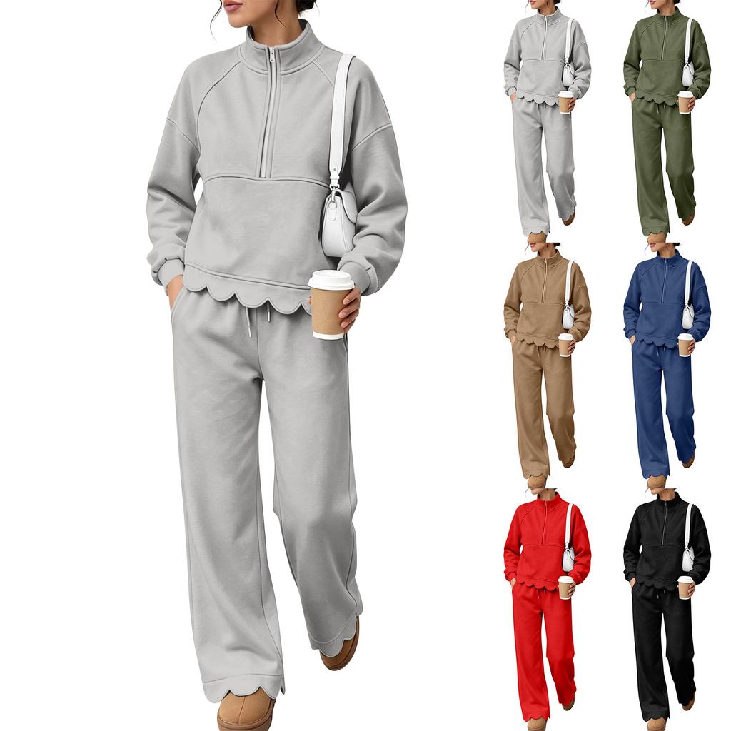 Women's 2 Piece Sweatsuit Set, Sweatshirt and Wide Leg Pants Tracksuit for Casual Wear and Lounging