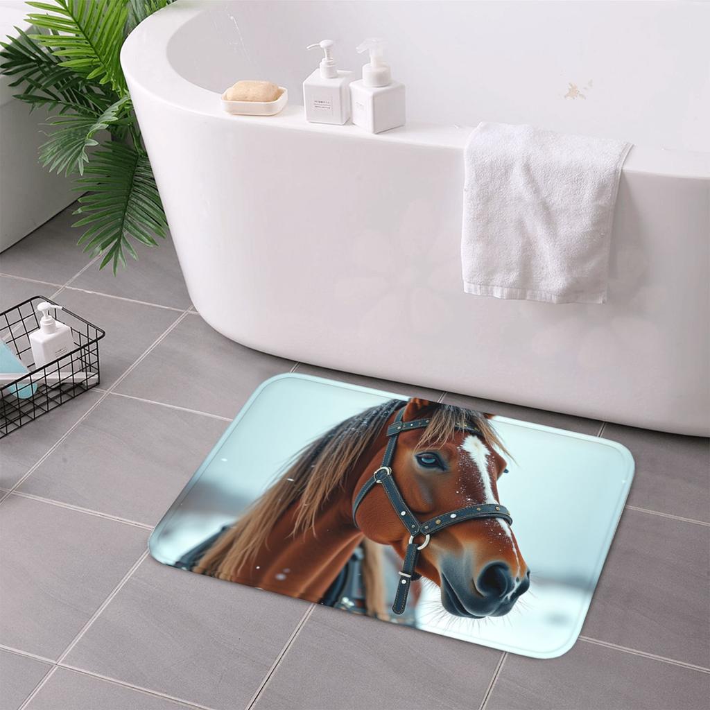 1PC Horse With Reins Pattern Kitchen Rug Non-Slip Door Mat Pop Design Bathroom Rug Bath Mat Carpet for Home Sink Laundry Decor