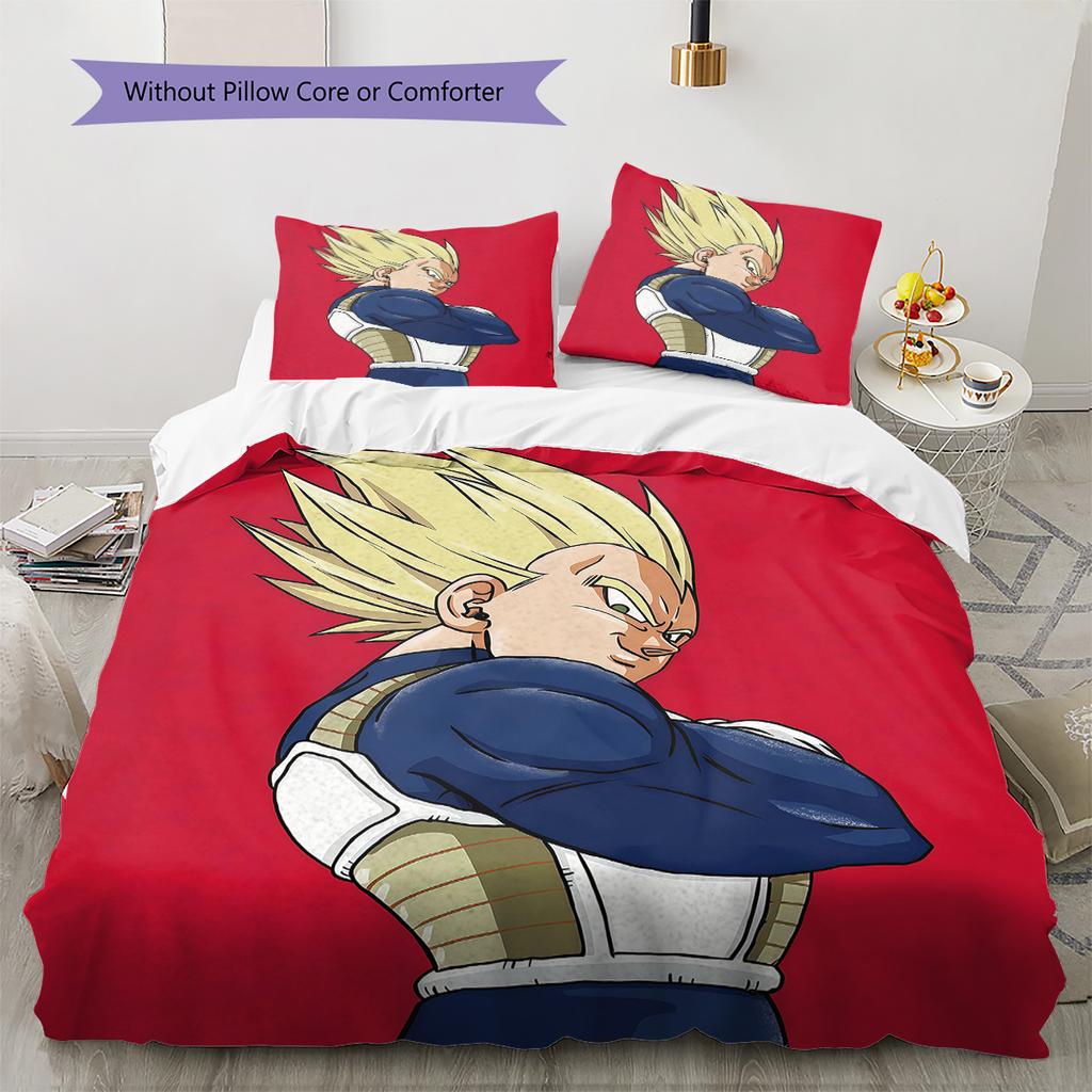 Vegeta Pattern Bedding Quilt Set Quilt Cover Pillowcase Home Birthday Gift(1 * duvet cover + 2 * pillowcase, without core)