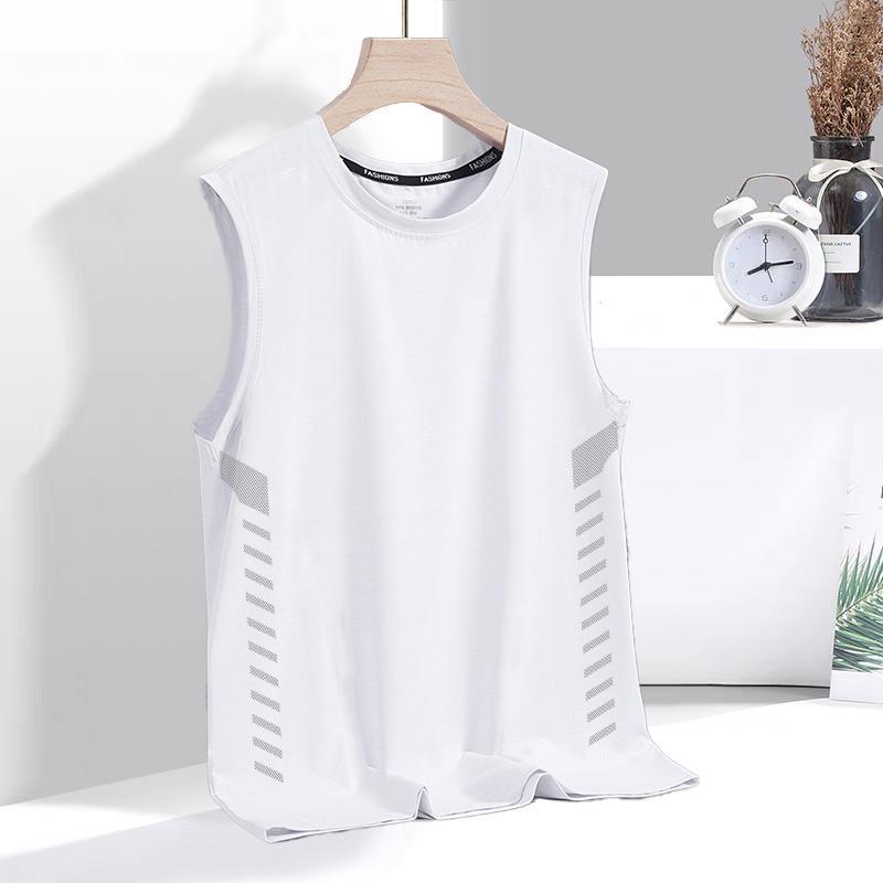 Men's Quick-Dry Ice Silk Sleeveless Sports Tank Top for Summer Fitness and Running