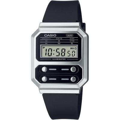 Digital Watch A100WEF-1A Men's Black Urethane Band