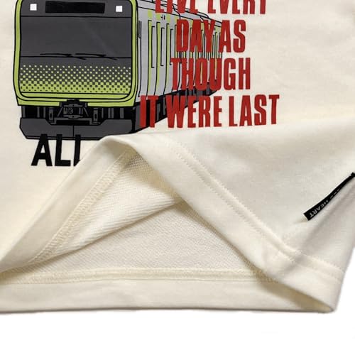 Kiejun Kids' JR Yamanote Line Train E235 JR East Railroad Crossing Sweatshirt, Long Sleeve, Boys, 100-130cm, K660 (110, Off-White)