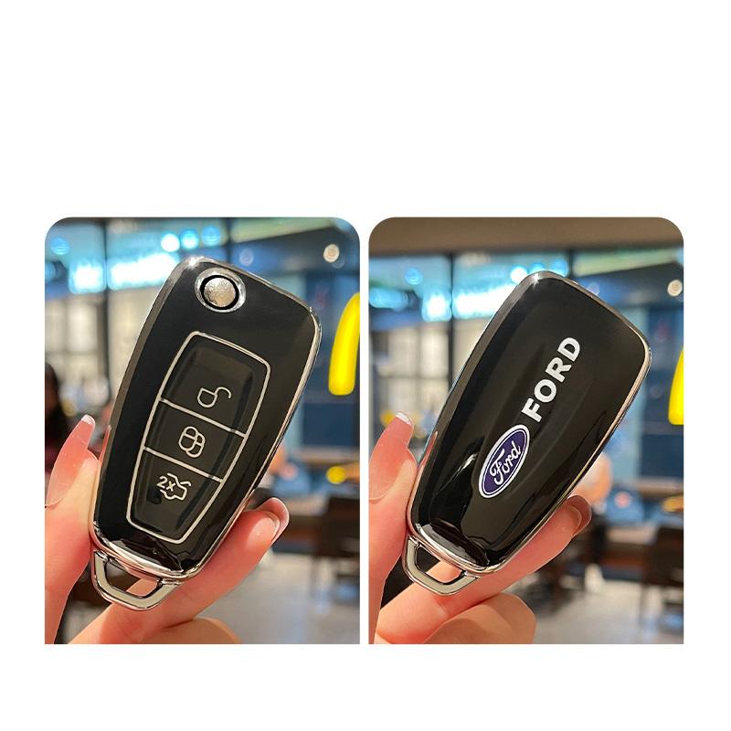 Soft TPU Car Flip Key Case Cover Shell Holder For Ford Ranger C-Max S-Max Focus Galaxy Mondeo Transit Tourneo Custom Accessories