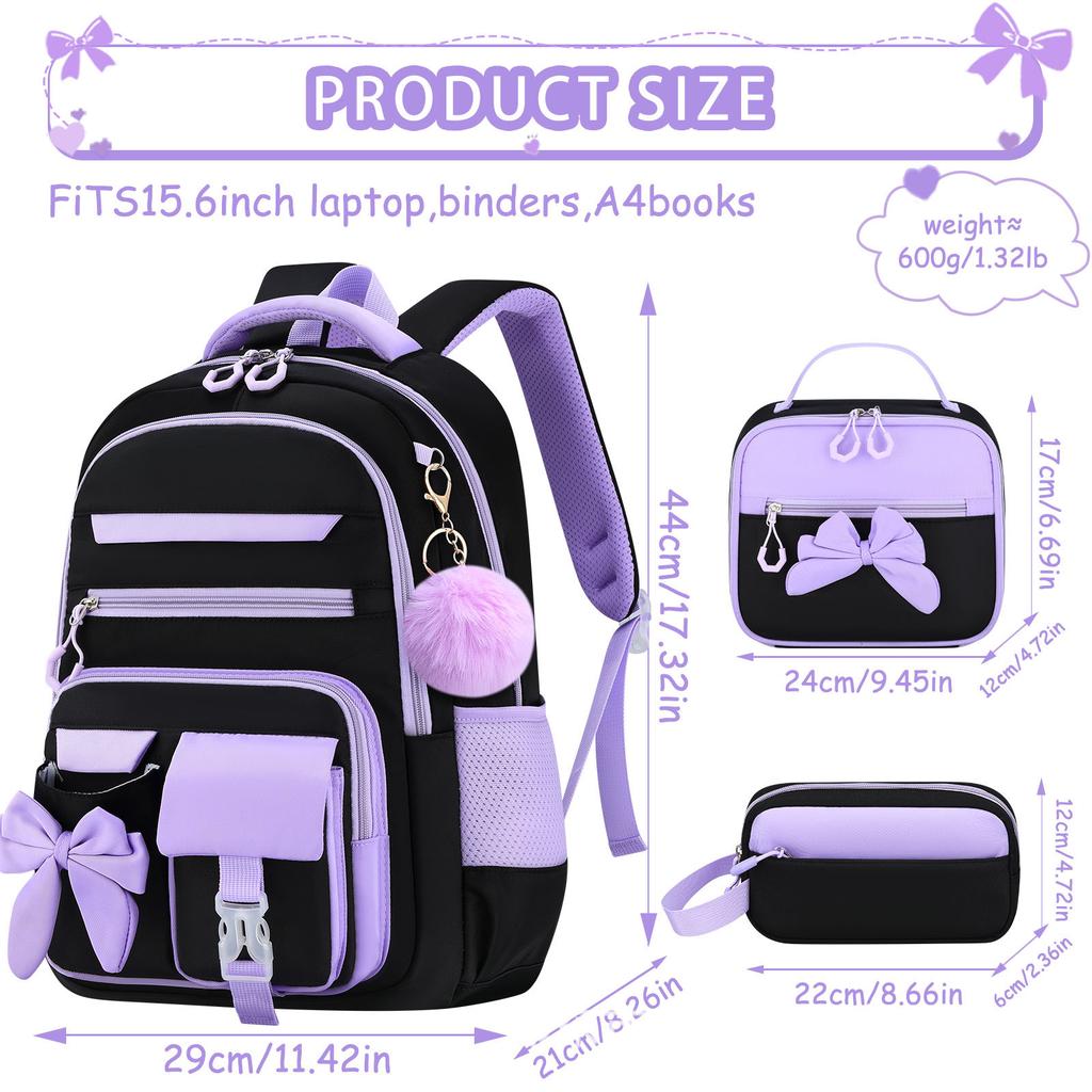 Cute Student Backpack 3pcs/set Primary Schoolbag Rabbits and Quicksand Kawaii Student Backpack Teenage Girls Handbag Rucksack