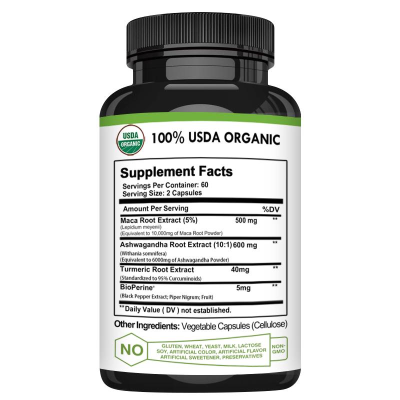 XEMENRY Maca Root, Ashwagandha Complex Capsules, Curcumin, Energy Support, Easily Absorbed