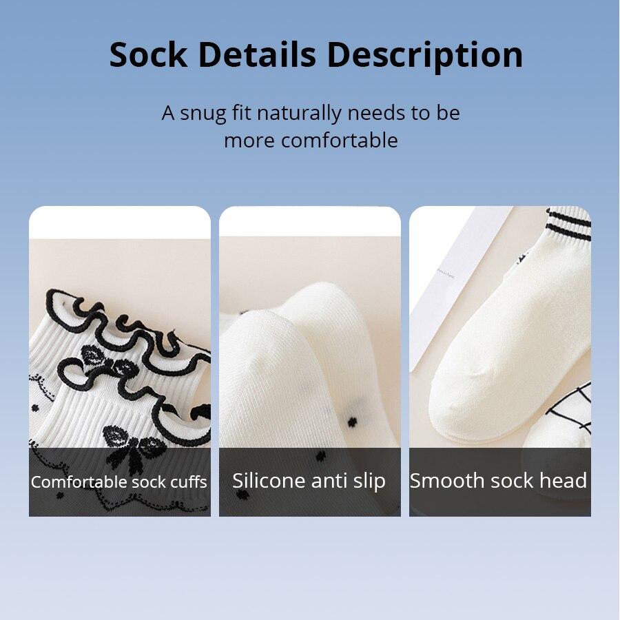 Xiaomi 5 PairsWomens Socks Spring Snd Summer Thin Ins Fashion Casual Cute Japanese Boat Socks Student Lace Female Socks