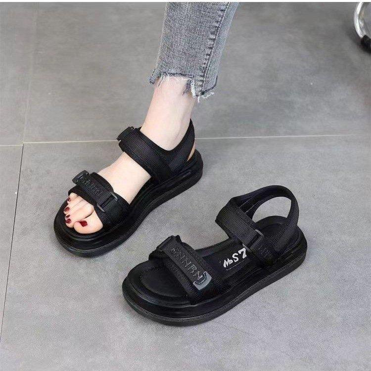 Sandały sportowe letnie nowe na grubej podeszwie na rzepy płaskie z miękką podeszwą buty plażowe