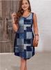 2025 Spring/Summer Trendy Sleeveless Plus Size Denim Print Dress