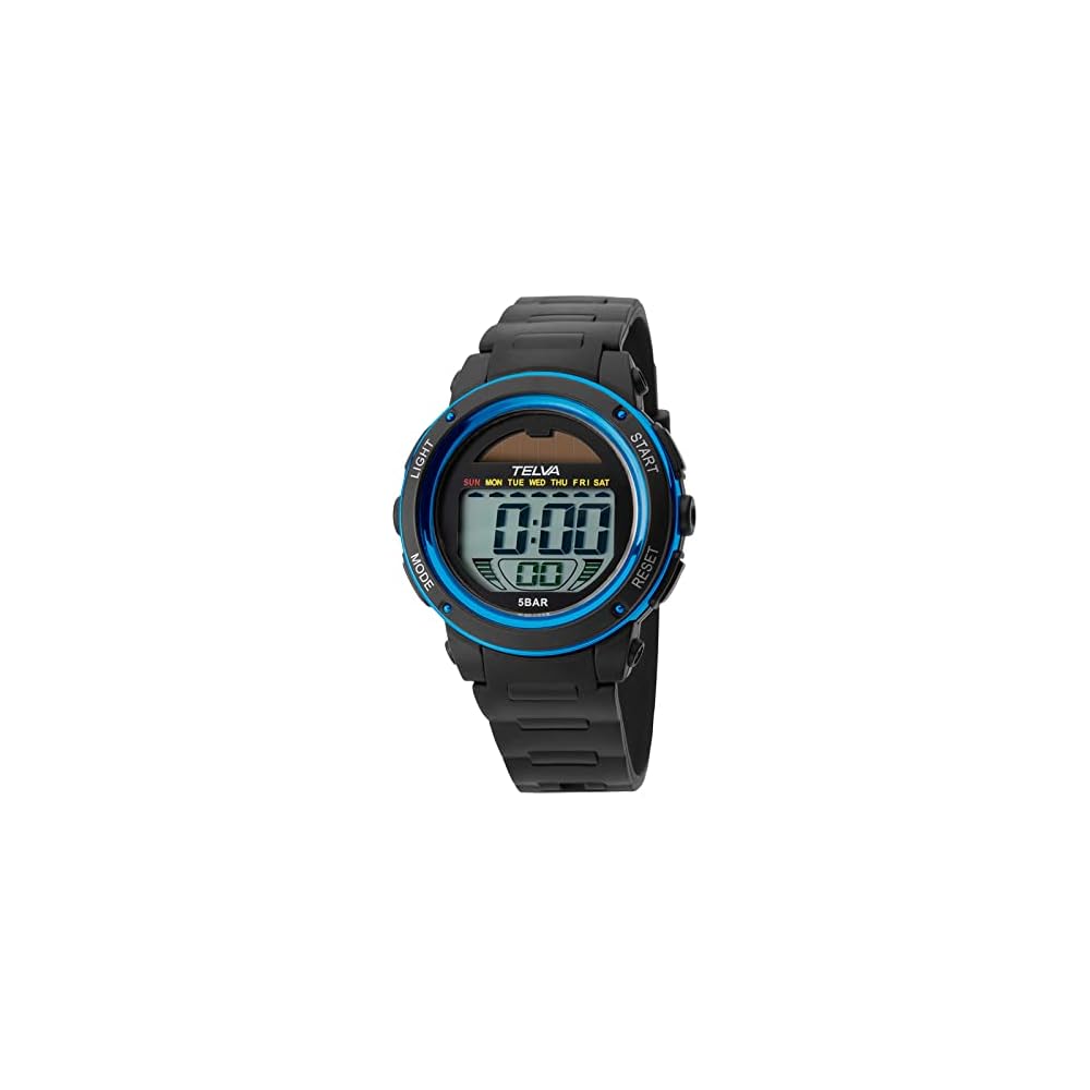 Crepha TELVA Digital Multifunction Solar Watch 5 ATM Water Resistant Stopwatch Blue Men s Sports