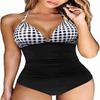 Einteiliger Badeanzug für Damen, einfarbig, Neckholder-Bodysuit, Push-Up-Badeanzug, Monokini, Strandmode, Übergröße