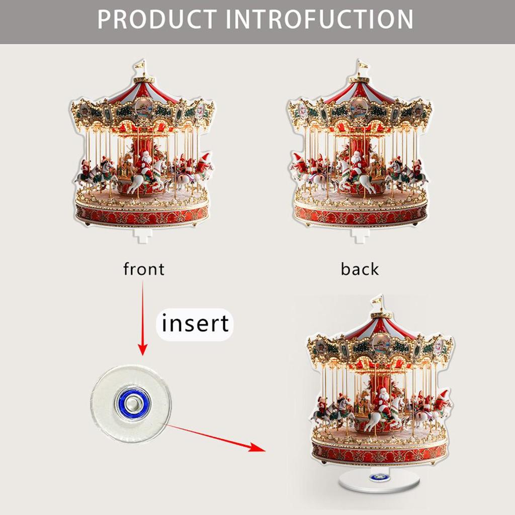 Go Round Ornament 2D Traditional Flat Collectible Christmas Decoration Merry Go Round Party Decor For Window Festival Party