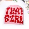 Fashion Pattern Letter Rhinestone Decoration Women Casual Warm Knitted Hat