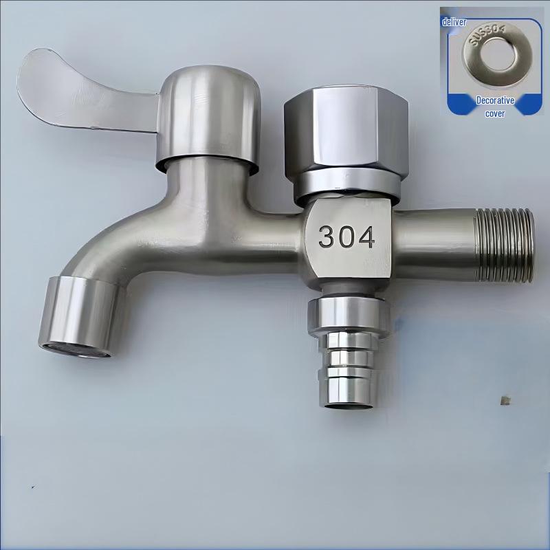 Dual-Outlet 4-Point Washing Machine Faucet with Household Switch