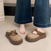 2025 vår og sommer ny dame koreansk yttertøy veske hode halv slep brettsko retro mote små plattformslippers
