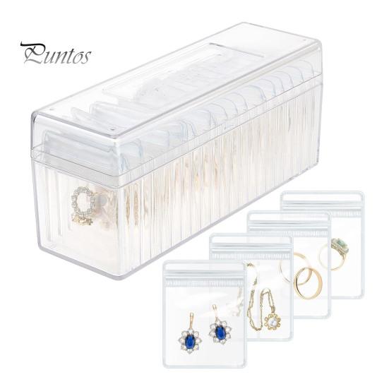 20/40 Pcs Transparent Jewelry Storage Bags Dustproof Moisture-proof Antioxidation Waterproof Earrings Rings Necklace Storage Pouches with Storage Box