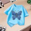 T-shirt décontracté à manches courtes pour enfants - T-shirt d'été ample pour filles avec nœud