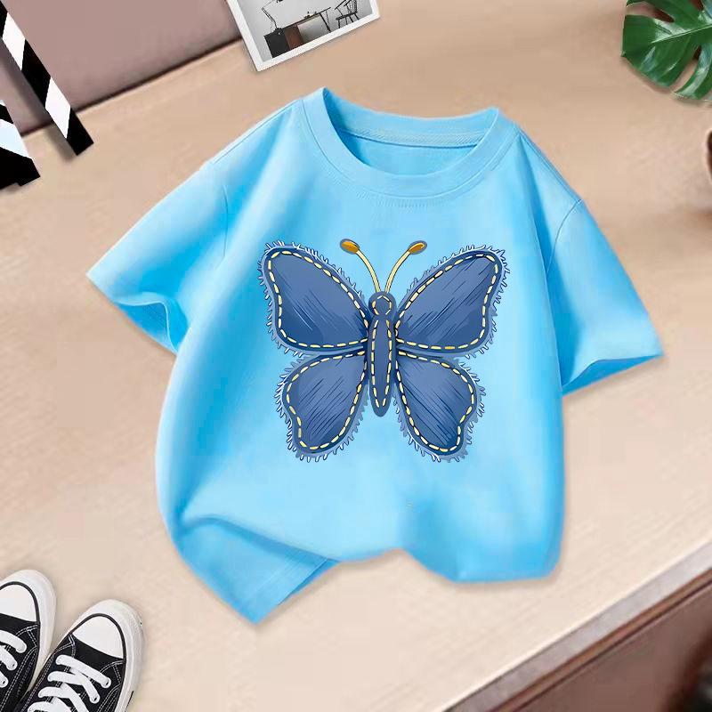 T-shirt décontracté à manches courtes pour enfants - T-shirt d'été ample pour filles avec nœud