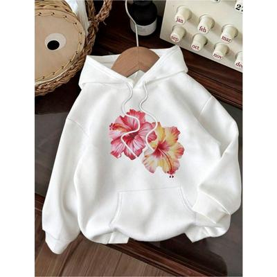 Bunter Blumendruck Damen Herbst- und Winter Rundhals-Hoodie Lässiges Langarm-Oberteil Sweatshirt Damenbekleidung