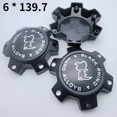 4 pezzi 139MM Veicolo Fuoristrada Marchio Logo Rinoceronte Nero Coprimozzi Centrali Ruota Auto 6 Fori 139.7 Copertura Mozzo Ruota Cerchio Tappo Mozzo Accessori Auto