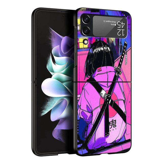 

Чехол Vaporwave Glitch с аниме для Samsung Galaxy Zflip Z Flip 4 Z Flip 3 5g Zflip3 Zflip4 Flip3 Zflip, бампер, черный чехол Samsung Z Flip 5G