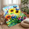 Vibrant Flower Bouquet with Butterflies Theme blanket Lightweight Warm Flannel Blanket Decorative Throw Blanket for Home Decoration