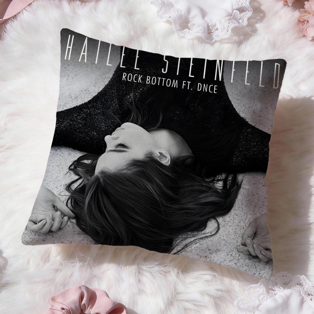 h-Hailee Steinfeld Cushion Cover Premium Comfort Reversible Pillow Cove -Two In One Design for Any Room & Car Interior