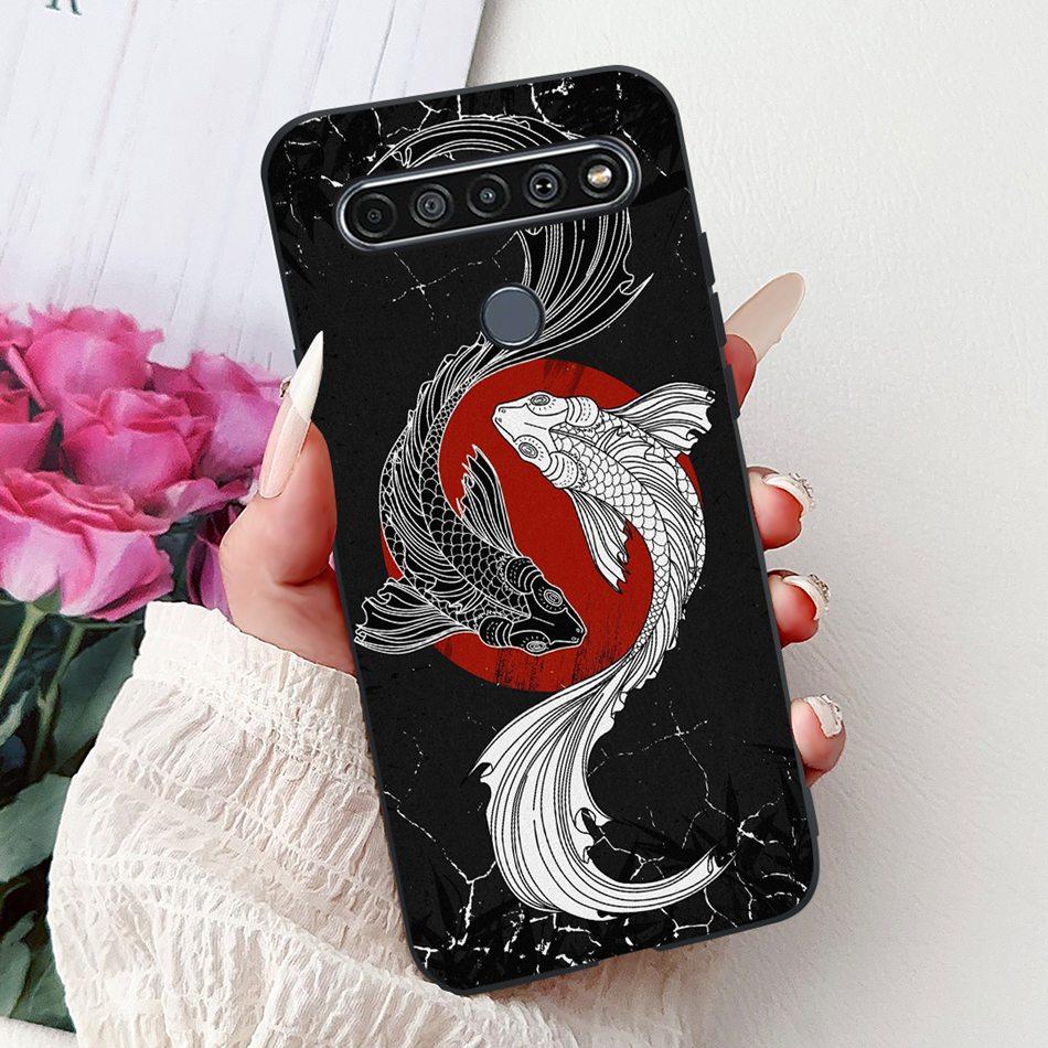 For LG K41S K51S 2020 Elegant Floral Cat Printed Phone Case For LG K41S K51S LM-K410 LM-K510 Black Silicone Soft Cases