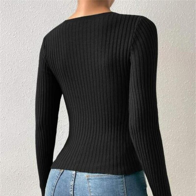 Podzim Zima Pletený svetr pro ženy Pulovry a svetry s dlouhým rukávem Dámské Základní úplety Topy