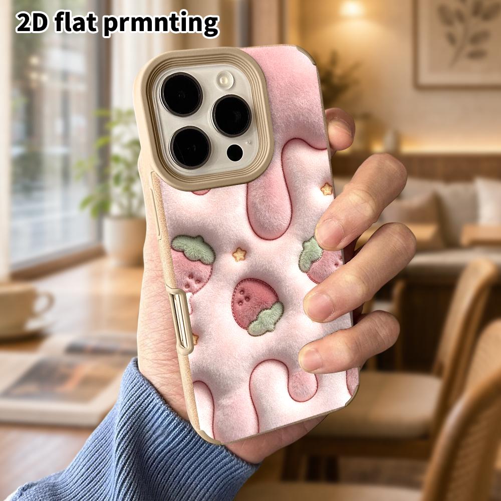 Phone Case: Lambskin 2D Flat Samsung Galaxy A34 A35 M05 M06 S20 S22 S21 FE Plus 5G Protective Case, Pink Strawberry, Christmas and Halloween Gift
