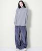 Deumakeu Wide-Fit Corduroy One-Pleat Elastic Pants Grayish Blue
