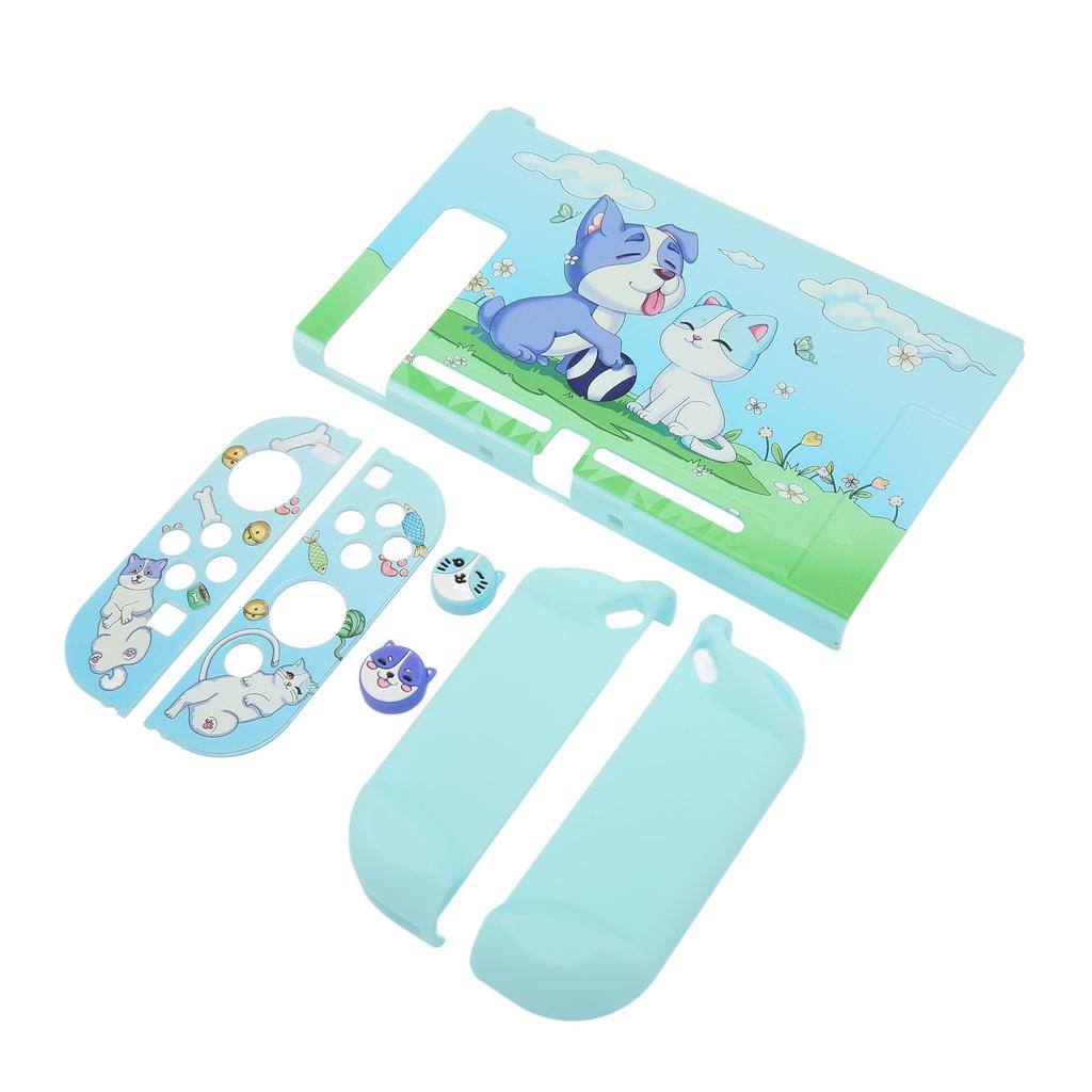 Gaming Console Protective Case Soft Cover Grip Protector for Switch Blue Cat Purple Dog Pattern