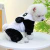 Tuta per animali domestici alla moda a forma di panda con cappuccio, cappotto caldo invernale a quattro zampe
