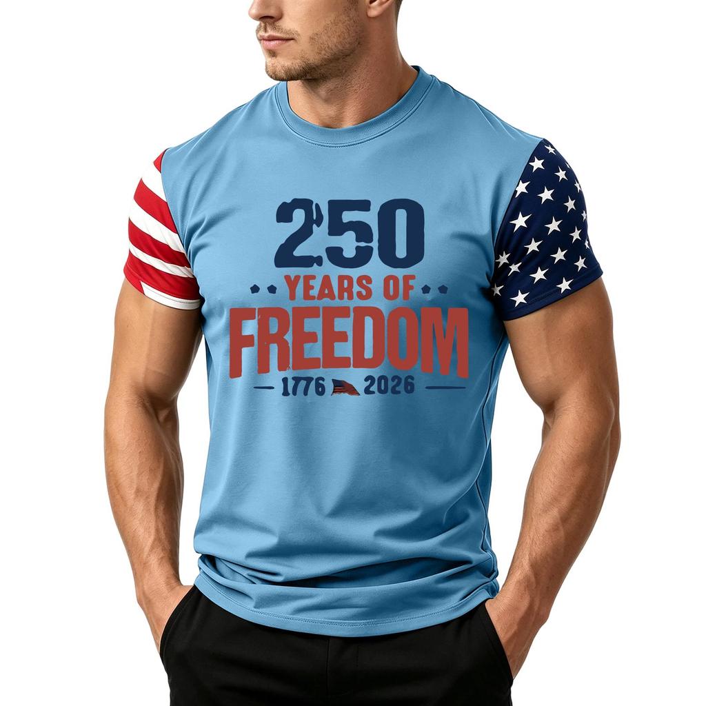 Men's Independence Day Flag Print Short Sleeve T-Shirt, Loose Casual Daily Summer Tops