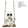 Skeleton And Ghost Cat Figurine Halloween Swing Skeleton Ornament Gothic Hanging Decoration for Car Rearview Mirror Home Halloween Party Decor