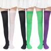 Women Girls Halloween Christmas Over Knee Long Socks Holiday Party Asymmetrical Colorblock Striped Thigh High Stockings