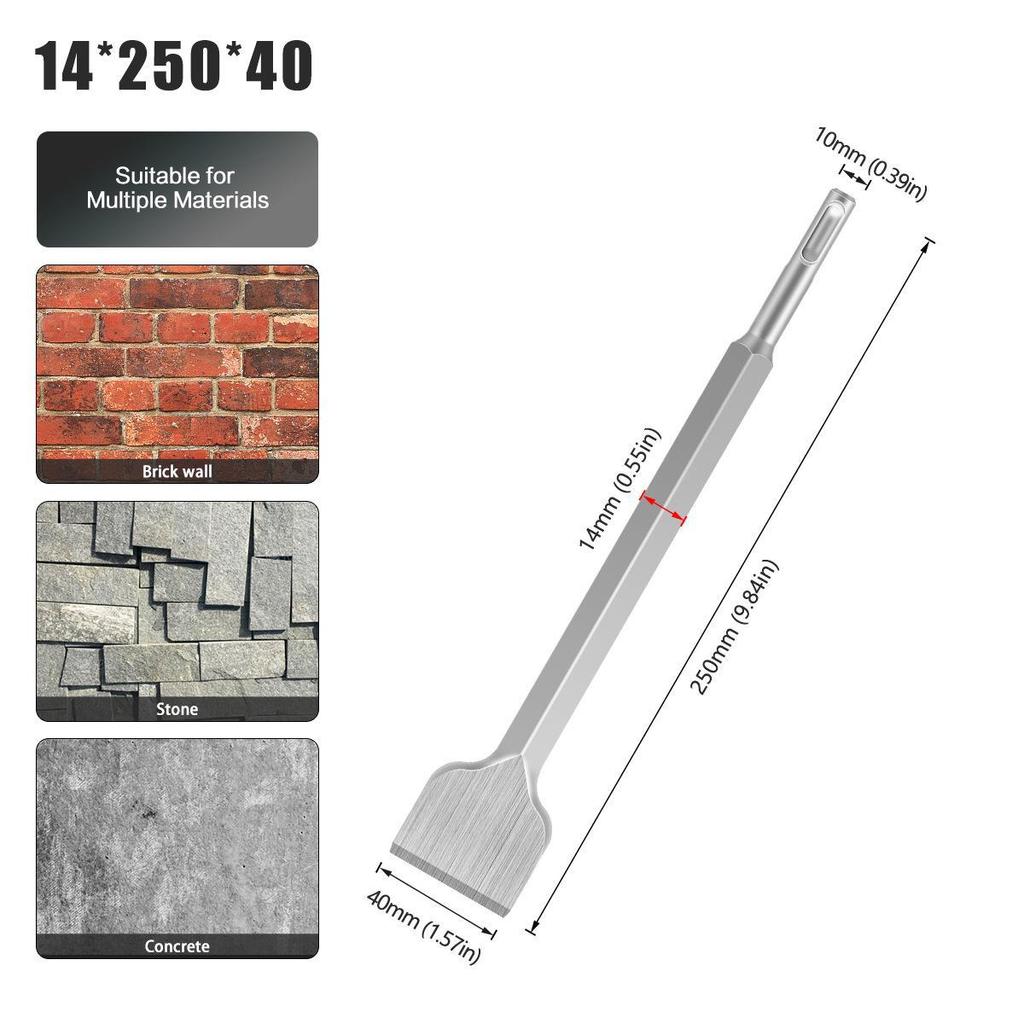 Chisel Drill Bit Set: Round Handle Sharp & Flat Masonry, Concrete, Electric Draft Steel Chisels