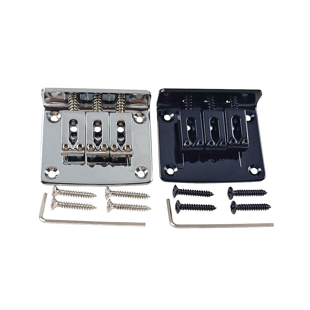 Electric Guitar 3rd String Flat Mount Bridge Tailpiece, Fixed String Pull Plate, Black Silver
