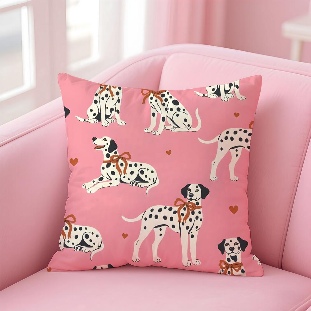 D-Dalmatian Cushion Cover Pillowcase Short Plush Invisible Zipper Room Sofa Cushion Cover