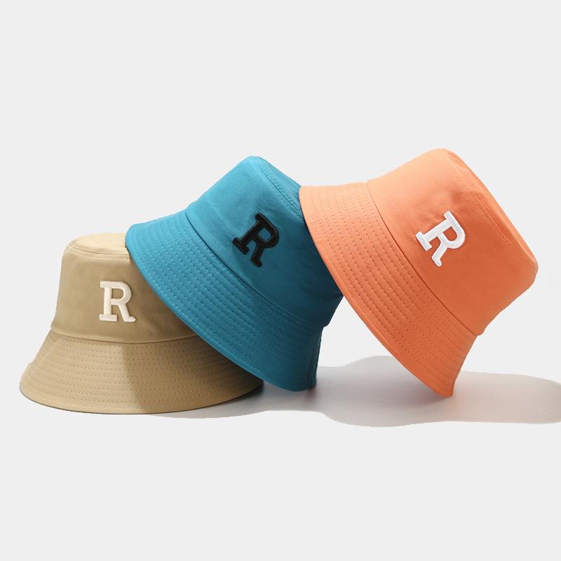 Spring and Summer New R Three-dimensional Letter Bucket Hat Ins Student Men's and Women's Casual Versatile Basin Hat Shows Small Face
