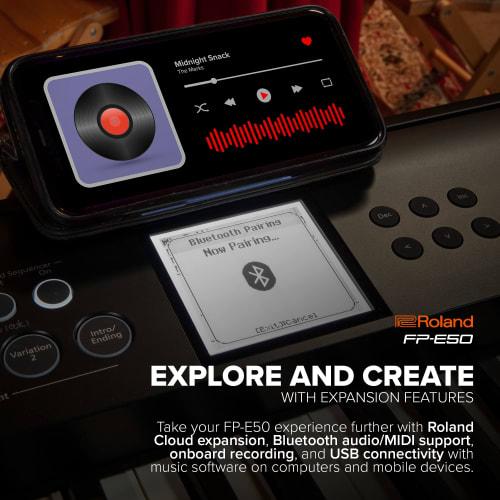 Roland FP-E50-BK Multifunctional Portable Digital Piano with 88 Keys, Black