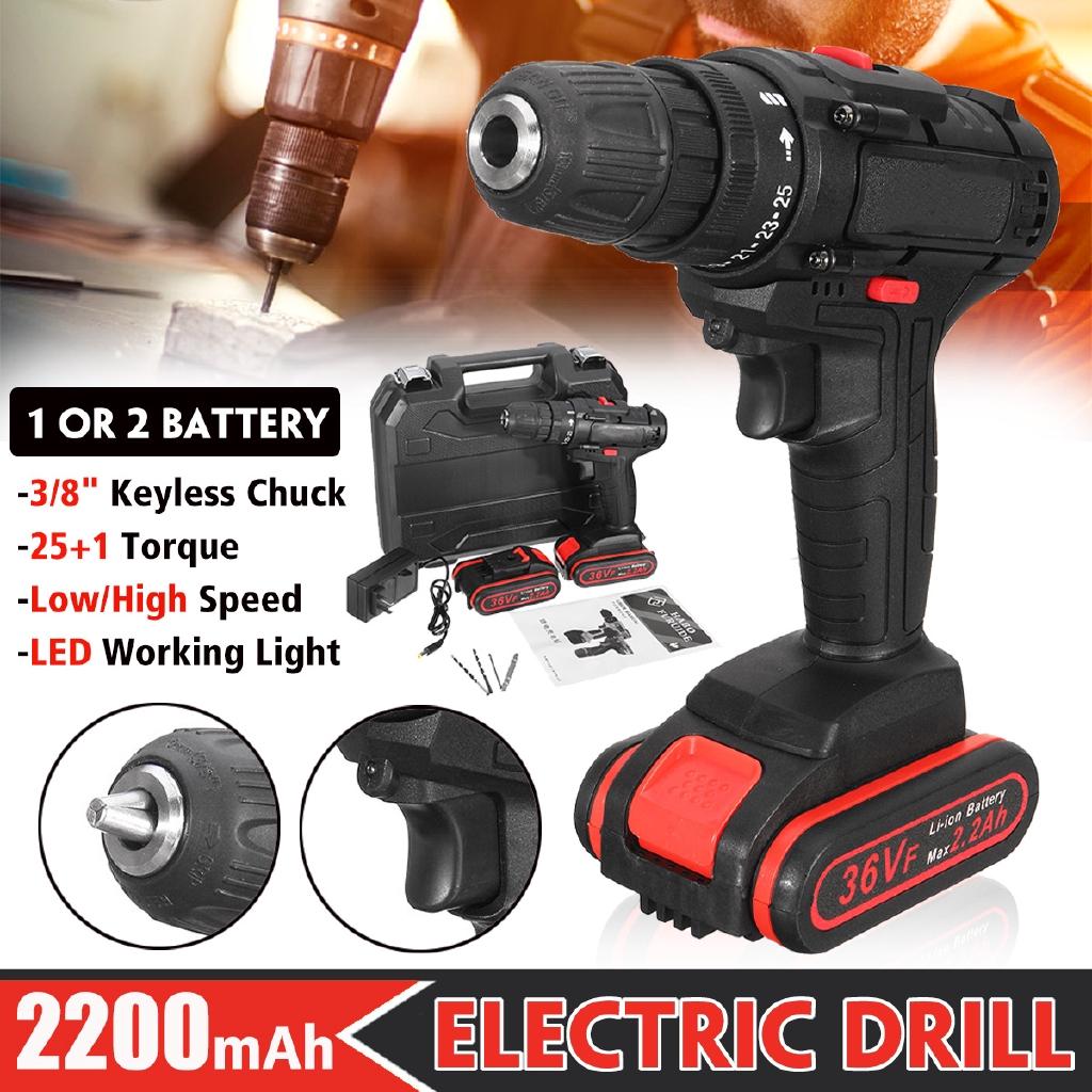 

25+1 Крутящий момент 2200 мАч Электрическая аккумуляторная дрель с 1 или 2 аккумуляторами Адаптер питания 36 В Новая