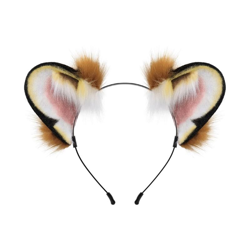 Furry Plush Animal Ear Headband for Halloween Anime Maid Hairhoop Roleplaying Game Character Hairdband for Photography 1