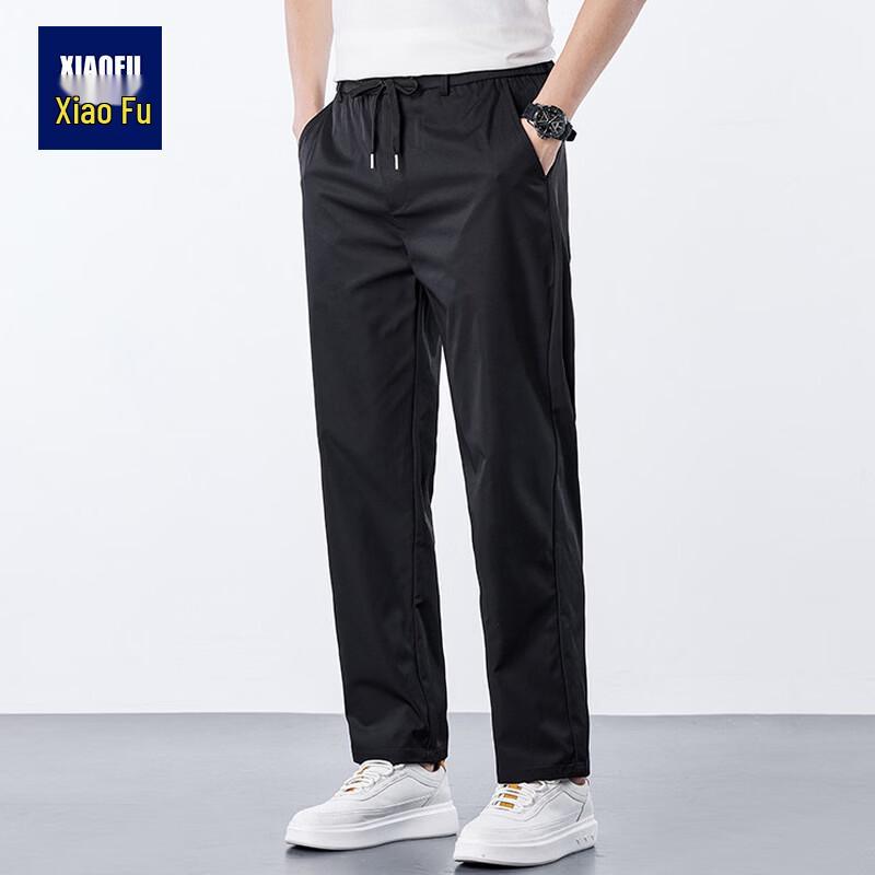 Men s Summer Ice Silk Elastic Waist Casual Pants 3XL