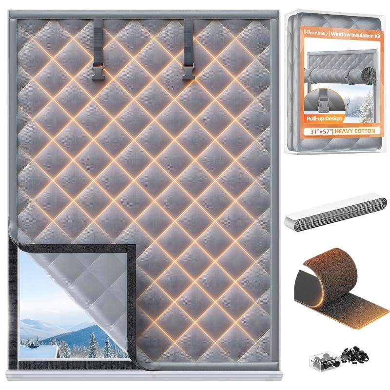 Window Insulation Kits for Winter Thermal Insulated Window Cover Insulated Curtain for Winter Window Blankets in Bedroom