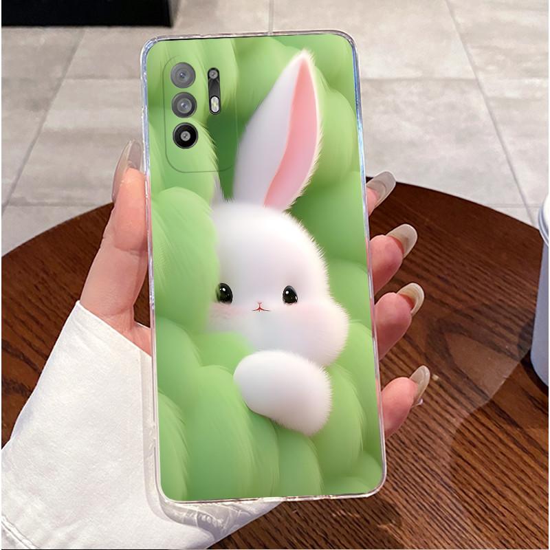 For Oppo A94 5G Reno 5Z CPH2211 Case Transparent Bumper Luxury Cute Love Heart Rabbit Funny Casing Back Cover Phone Case Fundas