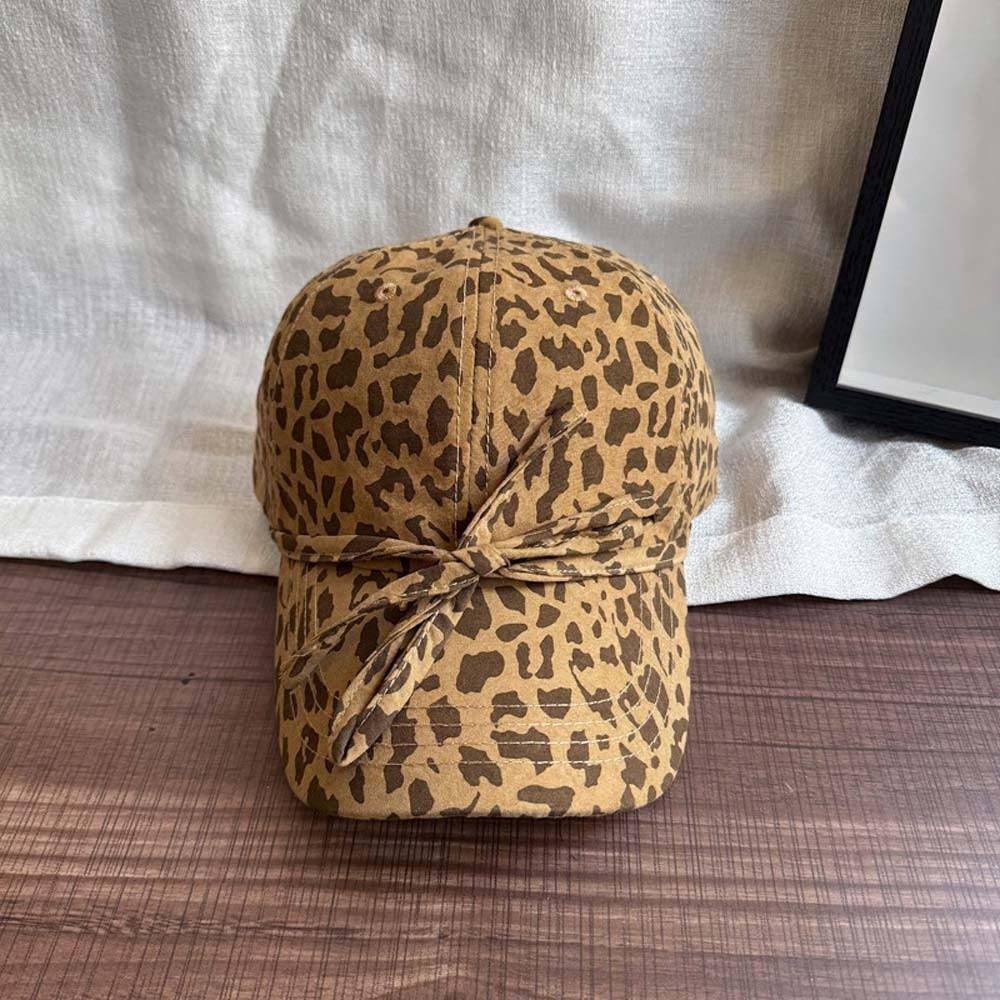 Adjustable Leopard Print Bow Baseball Cap Sunscreen American Style Casquette Y2K Peaked Hat  Sports жёлтый