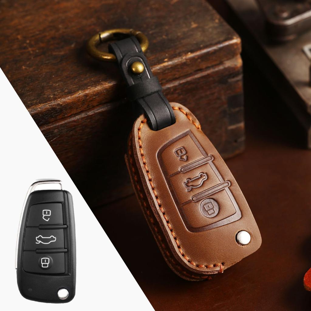 Leather Key Bag Is Suitable For Key Cover Folding Special Q3A3 Car Key Cover Crazy Horse Leather